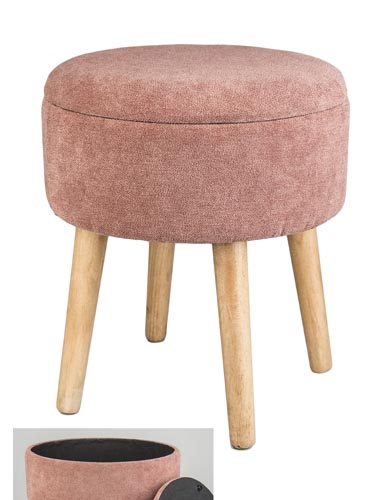 Pouf Siviglia ciniglia rosa antico D.36*42