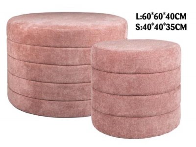 SGABELLO CONTENITORE WONDER VELLUTO ROSA ANTICO 45*35*35CM